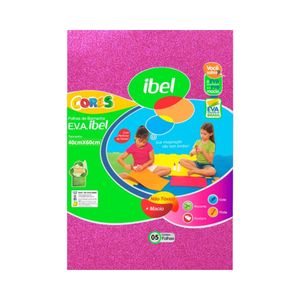 E.V.A. Ibel 40X60cm Rosa Neon Glitter Pacote com 5 Unidades