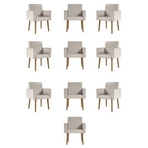 Kit 10 Poltronas Nina Decorativa Para Recepção Courino