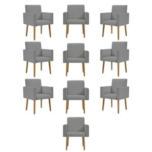Kit 10 Poltronas Nina Decorativa Para Recepção Balaqui Linho