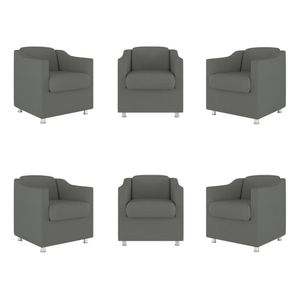 Kit 6 Poltronas Decorativas Tilla Suede