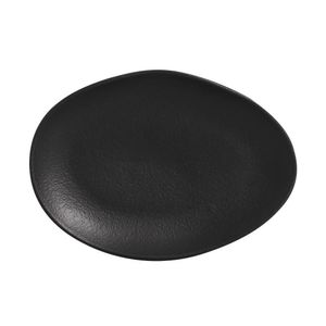 Conjunto com 6 Pratos de Sobremesa Oval Orgânico Preto Matte  22,5x16,5x2,5cm