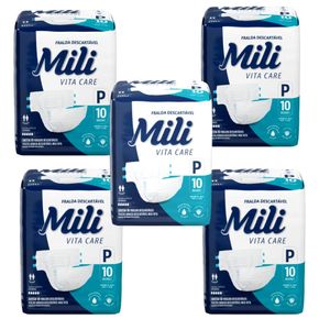 Fralda Geriátrica Adulto Mili Vita Care Tam: P -5 Pacotes c/ 10 (Total: 50 fraldas)