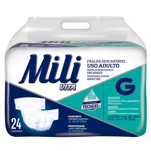 Fralda Geriátrica Adulto Mili Vita Tam: G  c/ 24 fraldas