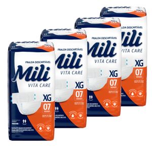 Fralda  Geriátrica Mili Vita Care  Tamanho XG  - 4 pacotes c/ 7 fraldas  Uso Adulto