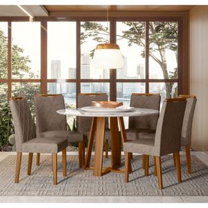 Conjunto Mesa Newceval Vitória 6 cadeiras 100% Madeira YP/OFLUX