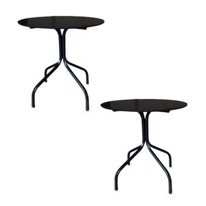 Kit 2 Mesas Moema 80x80 Preta Base Preta