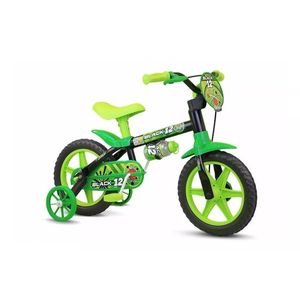 Bicicleta infantil Nathor Black 12 freios tambor cor preto/verde com rodas de treinamento