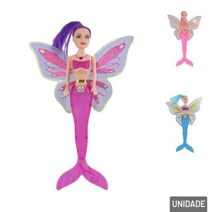 Boneca Sereia com Asas e LUZ - Tudo em Caixa