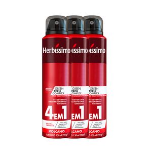 Kit Desodorante Aerosol Antitranspirante Herbissimo Volcano 150Ml com 3 Unidades