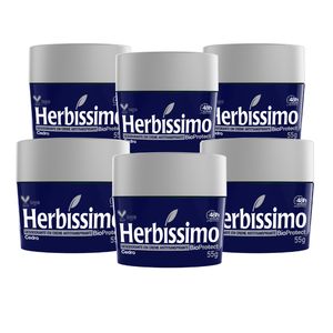 Kit Desodorante Herbíssimo Creme Antitranspirante Bioprotect Cedro 55G com 6 unidades