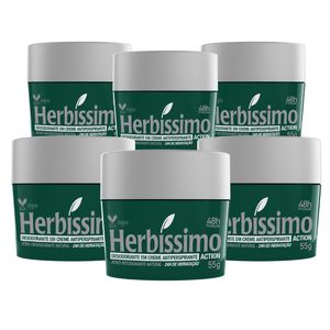 Kit Desodorante Creme Antitranspirante Action Herbissimo 55G com 6 unidades