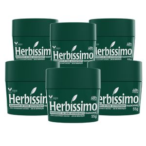 Kit Desodorante Creme Antitranspirante Tradicional Herbissimo 55G com 6 unidades