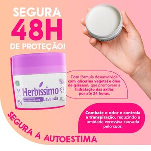 Kit Desodorante Creme Antitranspirante Lavanda Herbissimo 55G c/ 6 unidades Kit Desodorante Creme Antitranspirante Lavanda Herbissimo 55G c/6 unidades