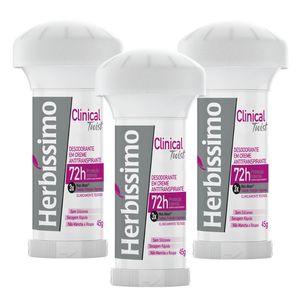 Kit Desodorante Twist Antitranspirante Herbíssimo Clinical Rosa 45G c/3 unidades