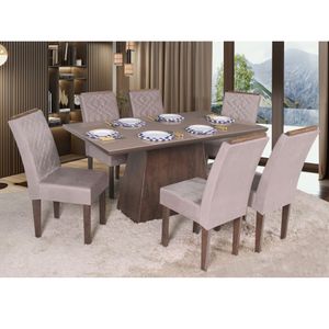 Conjunto de Mesa Florença 6 Cadeiras São Carlos Café/Demolição