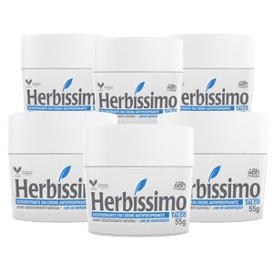 Kit Desodorante Creme Antitranspirante Talco Herbissimo 55G c/6 unidades