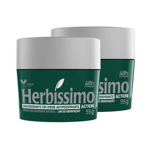 Kit Desodorante Creme Antitranspirante Action Herbissimo 55G - 2 unidades