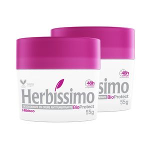 Kit Desodorante Herbíssimo Creme Antitranspirante Bioprotect Hibisco 55G - 2 unidades