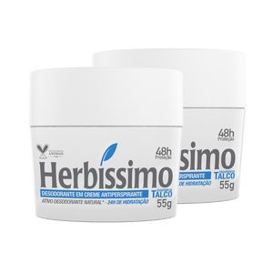 Kit Desodorante Creme Antitranspirante Talco Herbissimo 55G - 2 unidades