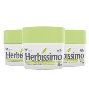 Kit Desodorante Creme Antitranspirante Fresh Herbissimo 55G - 3 unidades