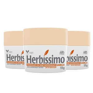 Kit Desodorante Creme Antitranspirante Vanilla Herbissimo 55G - 3 unidades