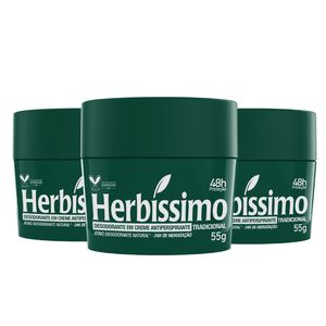 Kit Desodorante Creme Antitranspirante Tradicional Herbissimo 55G - 3 unidades