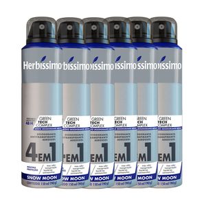 Kit Desodorante Aerosol Antitranspirante Herbissimo Snow Moon 150Ml com 6 Unidades