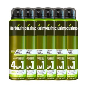 Kit Desodorante Aerosol Antitranspirante Herbissimo Green Leaf 150Ml com 6 Unidades