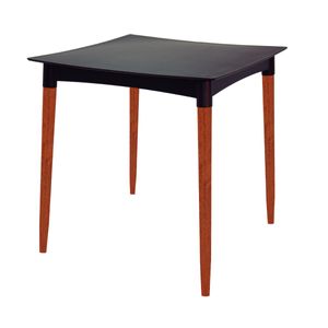 Mesa Tramontina Diana 70x70 cm em Polipropileno Preto com Pernas de Madeira Eucalipto