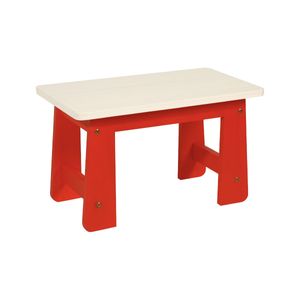 Banco Infantil Ludo Tramontina em Madeira Maciça 50x30x32 cm Vermelho Branco