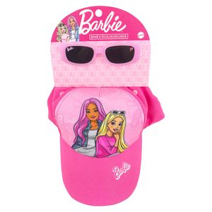 Kit Barbie Óculos UV 400 com Boné Rosa Infantil Estampado