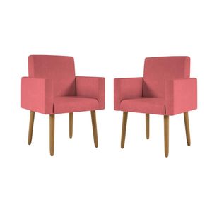 Kit 02 Cadeiras Poltronas Decorativa Sala Oferta - Cor Rosa