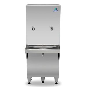 Bebedouro Industrial de Coluna Frisbel 50 Litros 1 Torneira Gelada e 1 Natural Inox - 110V