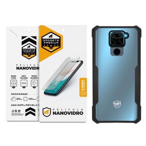 Kit Capa case capinha Dual Shock x e Película Nano Vidro para Xiaomi Redmi Note 9 - Gshield