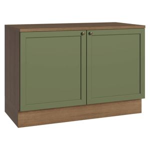 Balcão de Cozinha 120 cm 2 Portas Rustic/Verde Vik Madesa