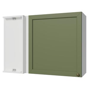 Armário Aéreo de Canto 1 Porta Branco/Verde Vik Madesa