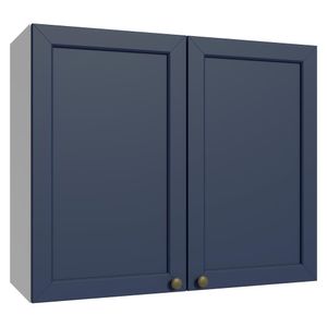 Armário Aéreo 80 cm 2 Portas Branco/Azul Vik Madesa