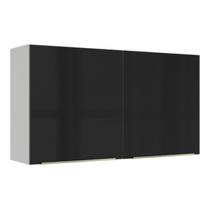 Armário Aéreo Madesa Lux 120 cm 2 Portas - Branco/Preto