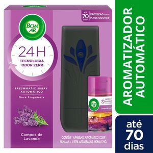 Aromatizador de Ambiente Bom Ar Automático Aerossol Freshmatic Campos de Lavanda Aparelho + Refil 250ml