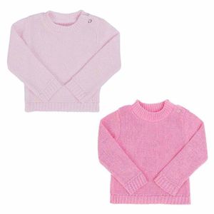 Kit 2 Blusas Em Tricô Bebê Menina Rosa/Pink Fofinho