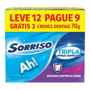 Creme Dental Sorriso Tripla Limpeza Completa Leve 12 Unidades Pague 9