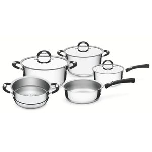 Jogo de Panelas Tramontina Duo Silicone 5 Peças Aço Inox Fundo Triplo