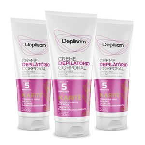 Kit Creme Depilatório Corporal Depilsam Karité 200G com 3 unidades