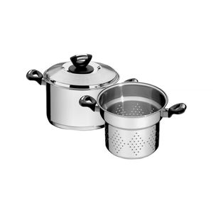 Jogo Cozi-Pasta Tramontina Solar Baquelite Aço Inox Fundo Triplo 2 Peças 20 cm