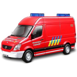 Miniatura Carro Mercedes Sprinter 1/50 Emergency Bombeiros Vermelho Bburago 32006