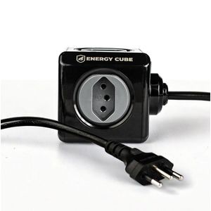 Carregador Adaptador Bivolt Energy Cube - Preto - Entrada USB-A + Tipo C + 4 Tomadas com Cabo 1,5M