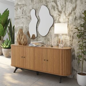 Balcão Buffet Curvo 4 Portas em MDF Freijó 180 cm TB296 JPF Dalla Costa