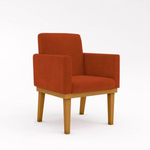 Poltrona Decorativa Nina em Suede com Base de Madeira