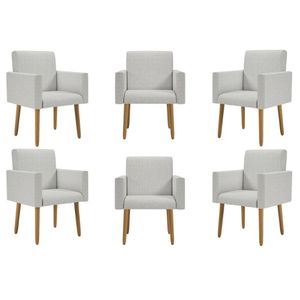Kit 06 Poltronas Decorativa Recepção Oferta Balaqui Linho