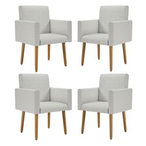 Kit 04 Poltronas Decorativa Recepção Oferta Balaqui Linho
